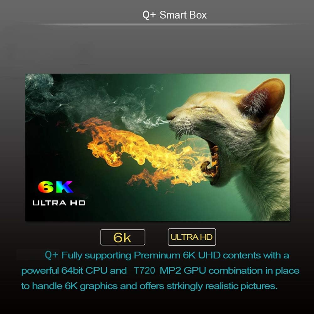 Android 9.0 TV Box 4GB RAM 32GB ROM Quad-core WiFi 2.4GHz 6K H.265 HD 2.0 Ethernet Pack of 2 Q555501