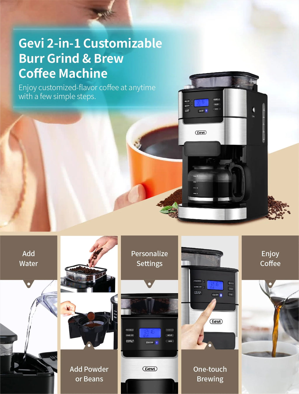 10-Cup Programmable Grind and Brew Coffee Maker U157158