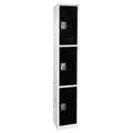 Black 3 Door Locker with 3 Hooks U884