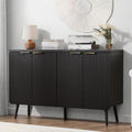 Black Fluted 4 Door Buffet Cabinet with Storage F395153