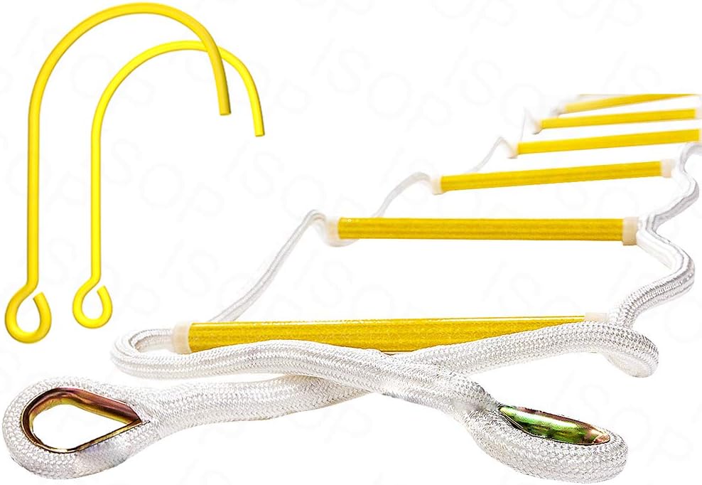 13ft Weather Resistant Fire Escape Ladder with Hooks D366875