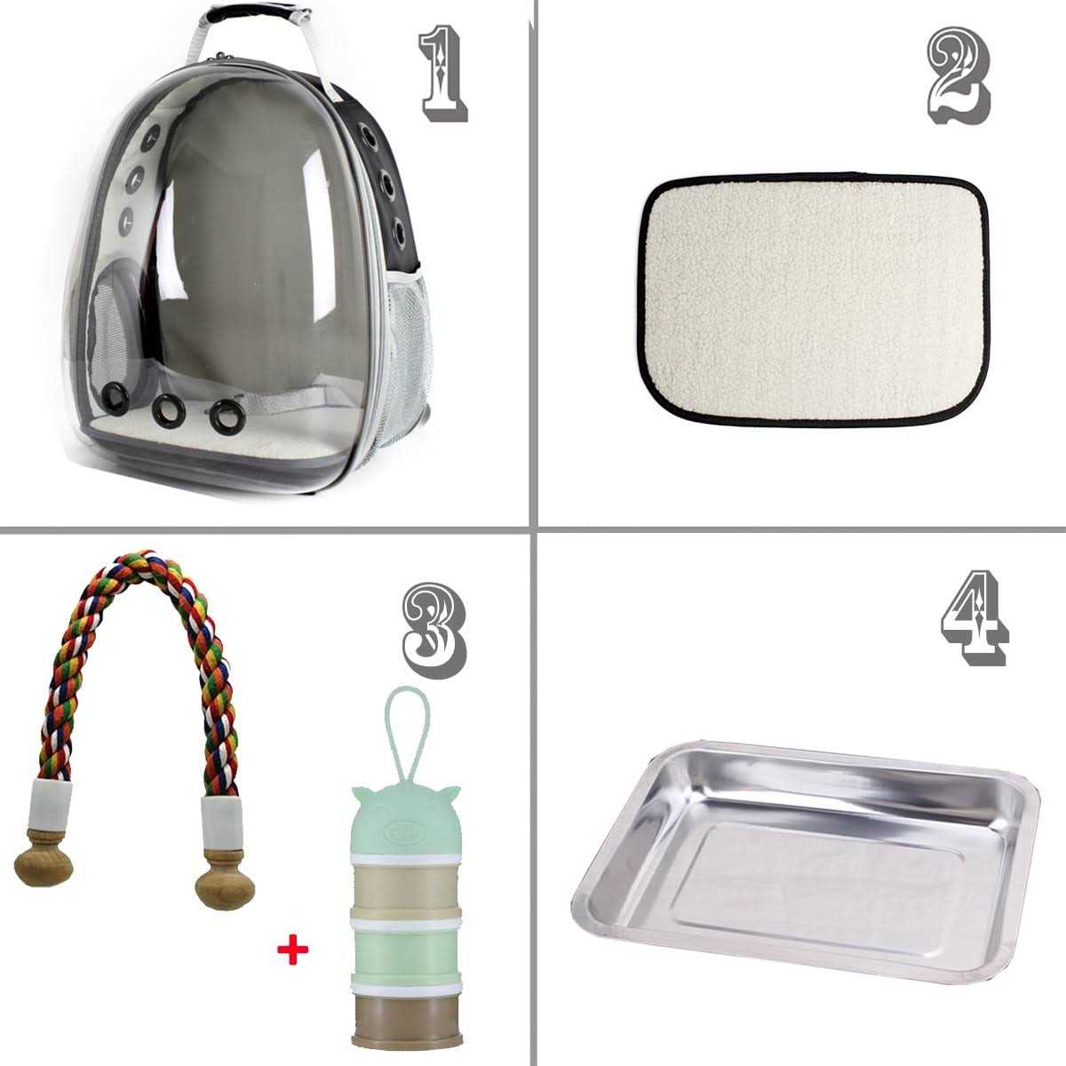 Bird Carrier Backpack with Stainless Steel Tray and Standing Perch B367123