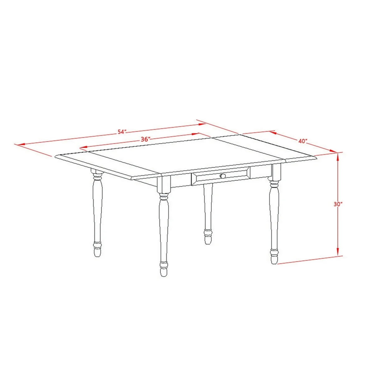 5 Pieces Solid Wood Drop Leaf Kitchen Table Set X238