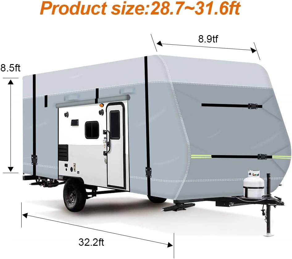 600D Waterproof Oxford Travel Trailer RV Cover 26'1''-28'6'' W80461