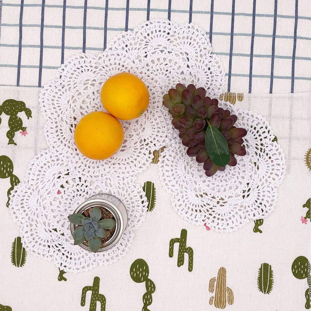 4PCS 8.6 Inch White Cotton Crochet Round Lace Doilies F561253