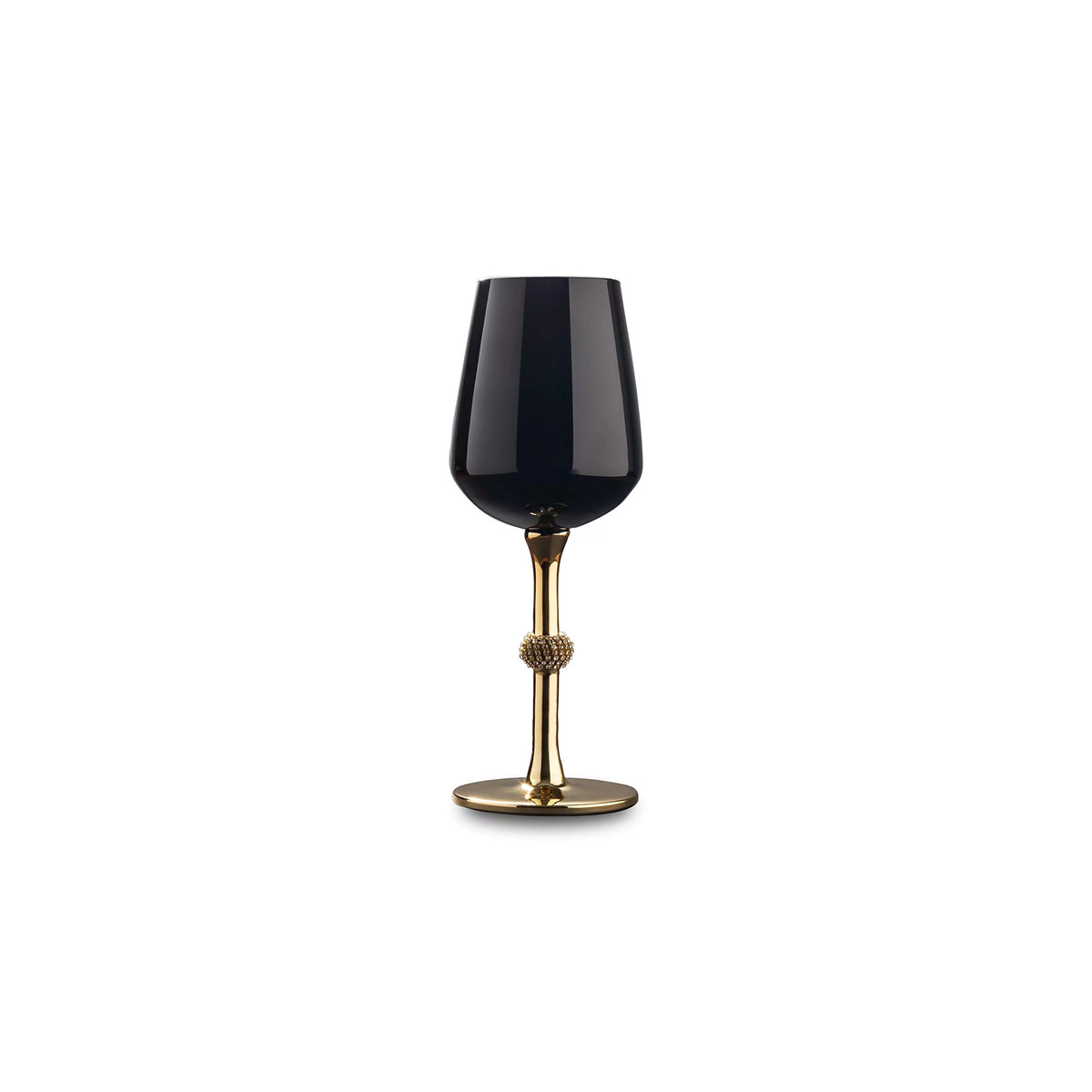 Black and Gold Wine Glasses, 11 Ounce, Set of Six V167