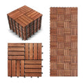 10 Pcs Interlocking Acacia Wood Patio Tiles, 12"x12", Teak A7887