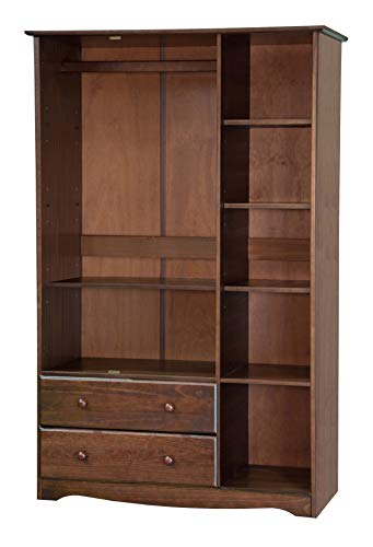 100% Solid Wood Armoire Wardrobe Closet, Java, 4 Small Shelves, 1 Clothing Rod, 2 Drawers S919320