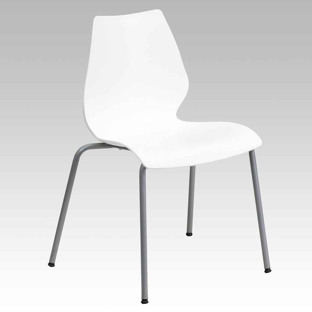 White Stack Chair with Lumbar Support W6070
