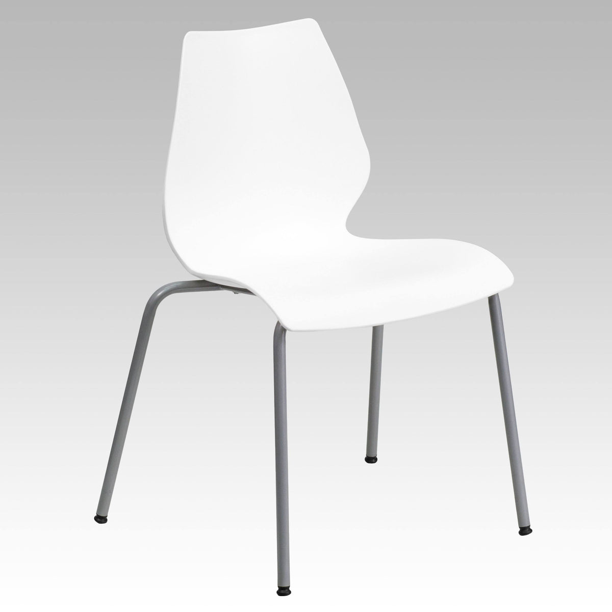 White Stack Chair with Lumbar Support W6070