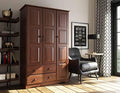 100% Solid Wood Armoire Wardrobe Closet, Java, 4 Small Shelves, 1 Clothing Rod, 2 Drawers S919320