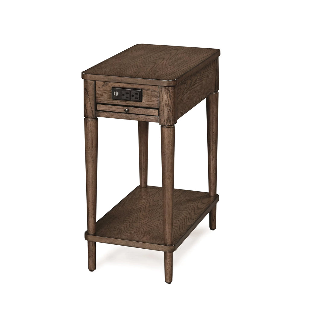 Green Distressed Solid Wood Charging Chairside End Table H517