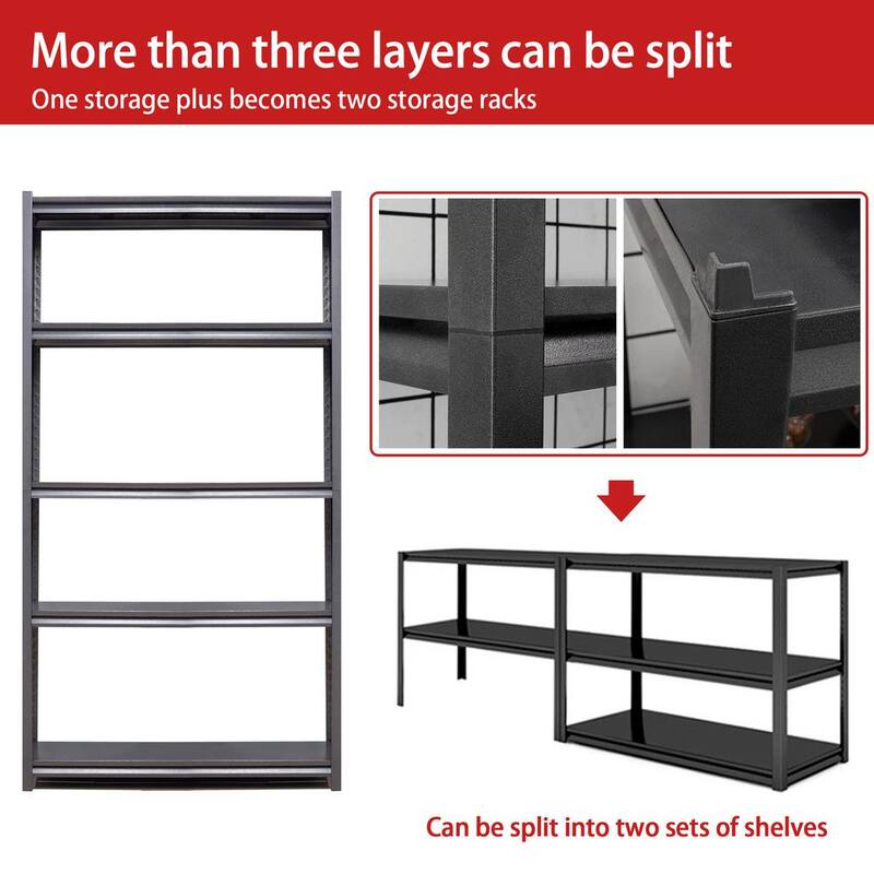 Black 5-Tier Heavy Duty Metal Storage Shelving Unit U28270