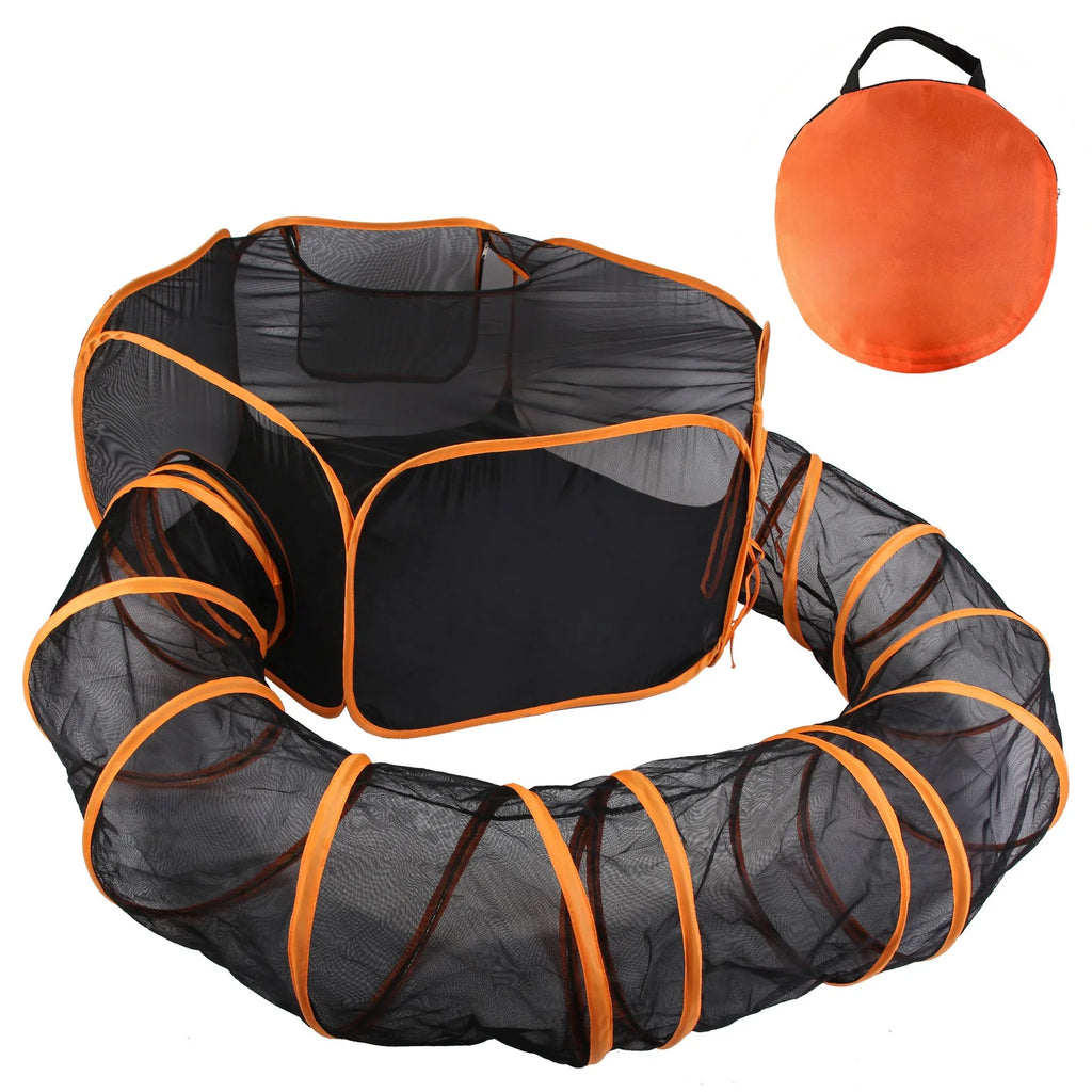 2 in 1 Foldable Pet Play Tent with Tunnel and Carry Bag, Black N504480