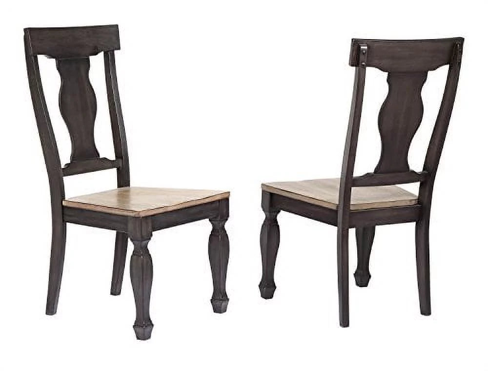 Charcoal Oak Wood Dining Side Chairs, Set of 2 K10311