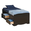Contemporary Wood Twin Platform Storage Bed in Black S53627