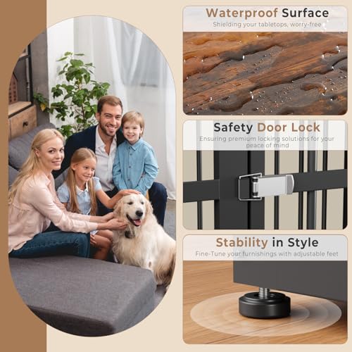 Large Breed Wooden Dog Crate Furniture with Removable Divider W74306
