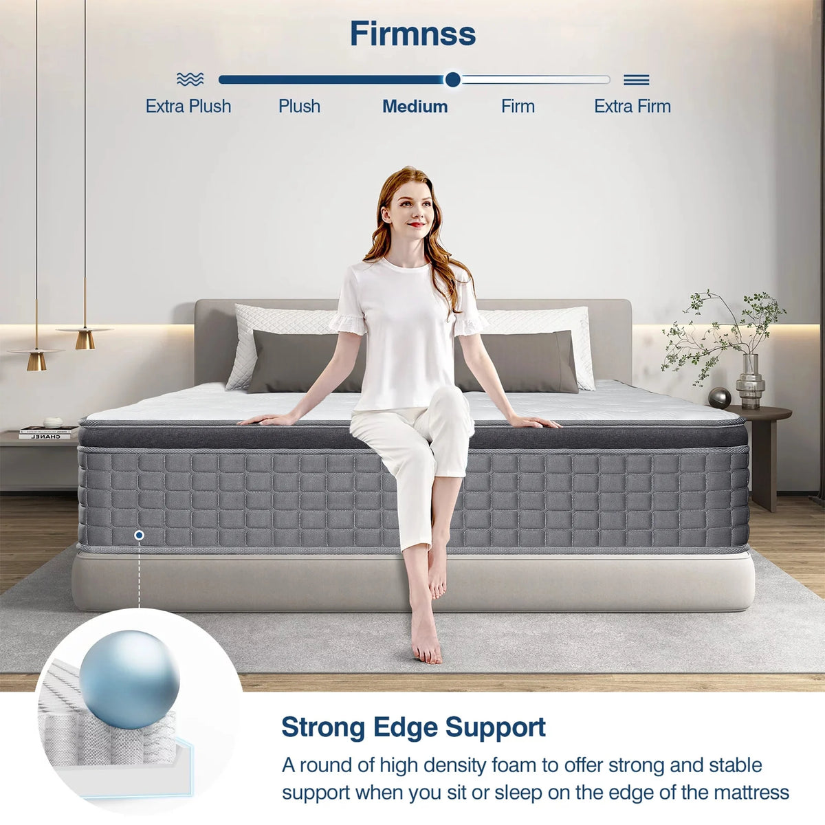 14 inch Gel Memory Foam Pocket Spring Hybrid Mattress Y34394