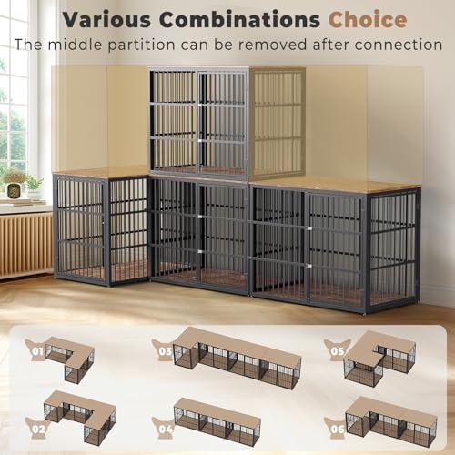 Large Breed Wooden Dog Crate Furniture with Removable Divider W74306