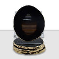 Black Agate Coaster with Gold Trim (Set of 4) R35525