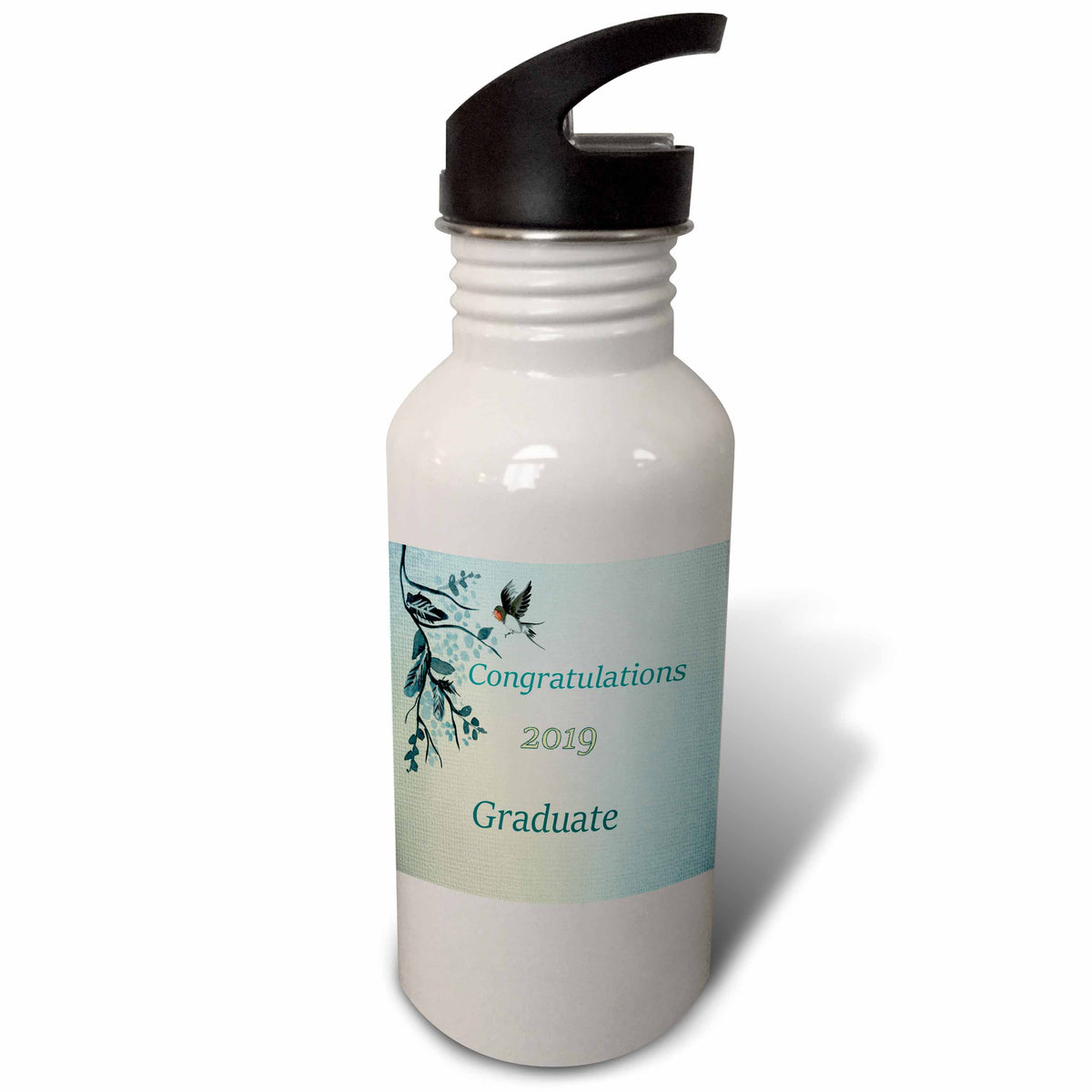 Aqua And Yellow Vintage Congratulations 2019 Flip Straw 21oz Water Bottle T1216