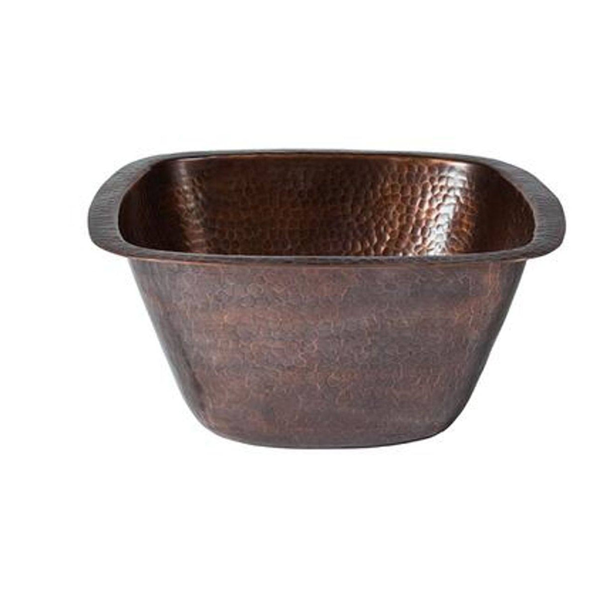 13 Square Hammered Antique Copper Bar Prep Sink U59563