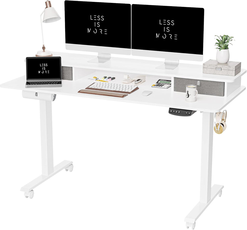 48 x 24 Inch Electric Standing Desk with Double Drawer P60188