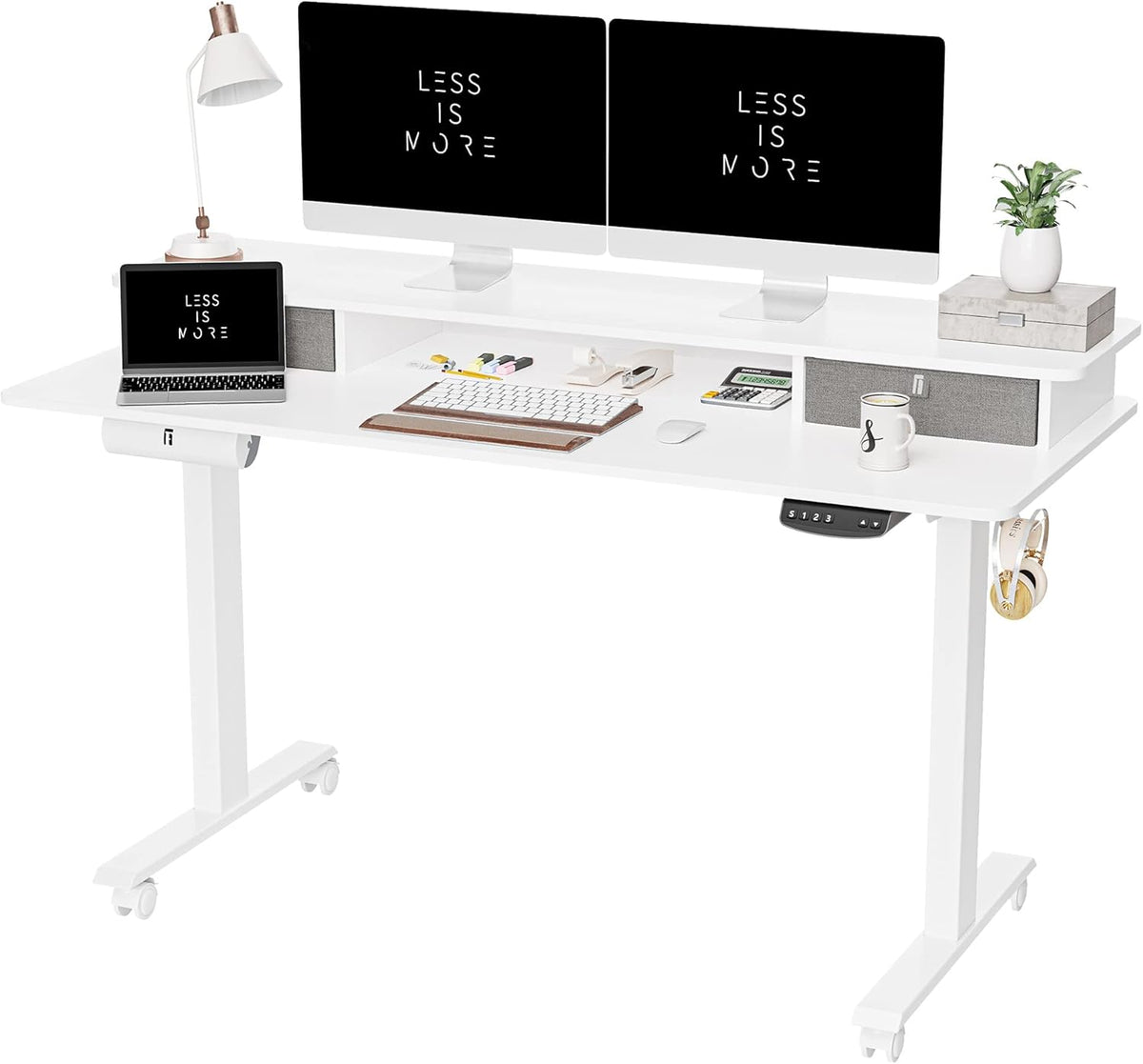 48 x 24 Inch Electric Standing Desk with Double Drawer P60188