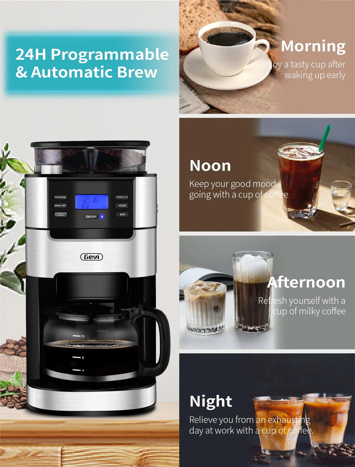 10-Cup Programmable Grind and Brew Coffee Maker U157158