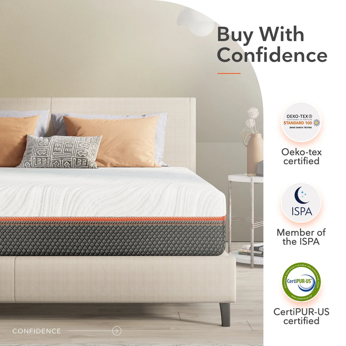 10" Gel Memory Foam Pocket Spring Queen Mattress V534036