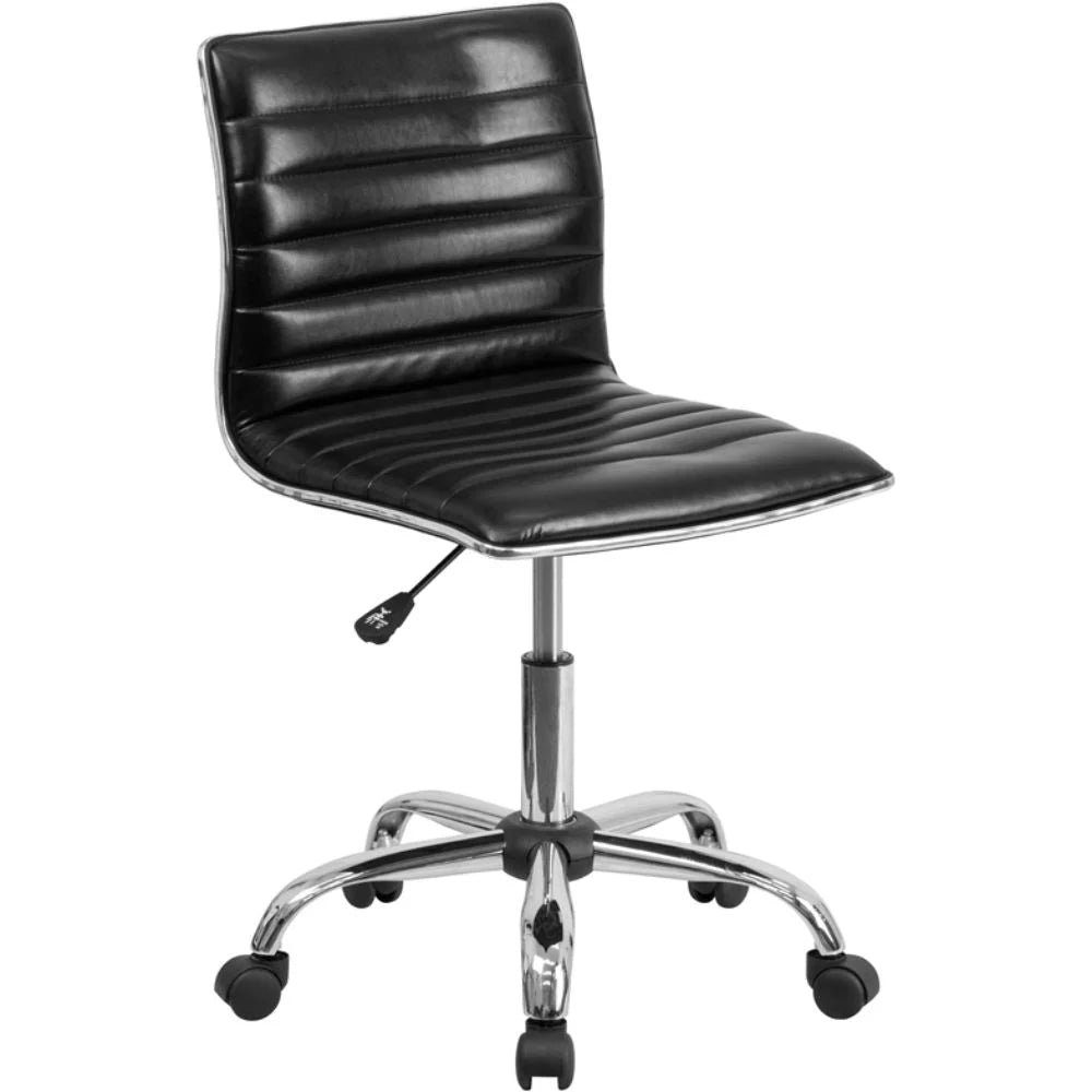 Black Ribbed Swivel Task Office Chair T595