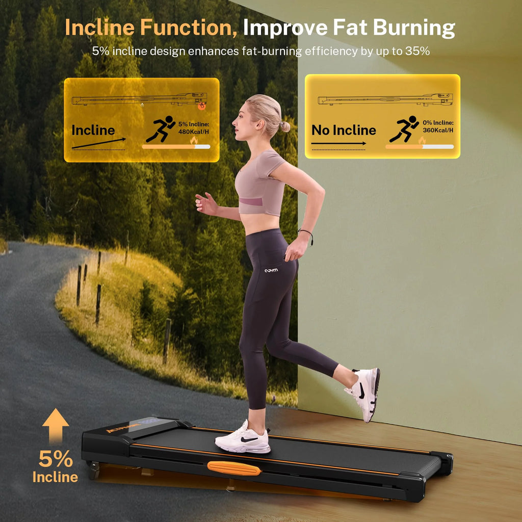 Incline Walking Pad Treadmill with LED Display and Remote Control, Black N3444