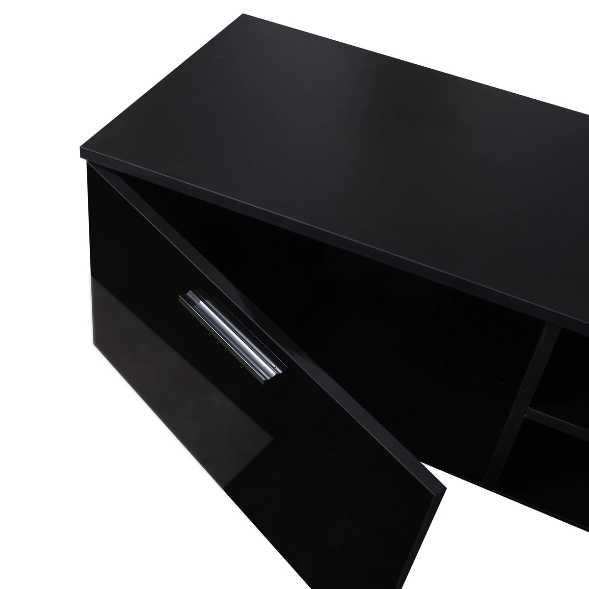 Black TV Console Table with 2 Storage Cabinet F17103