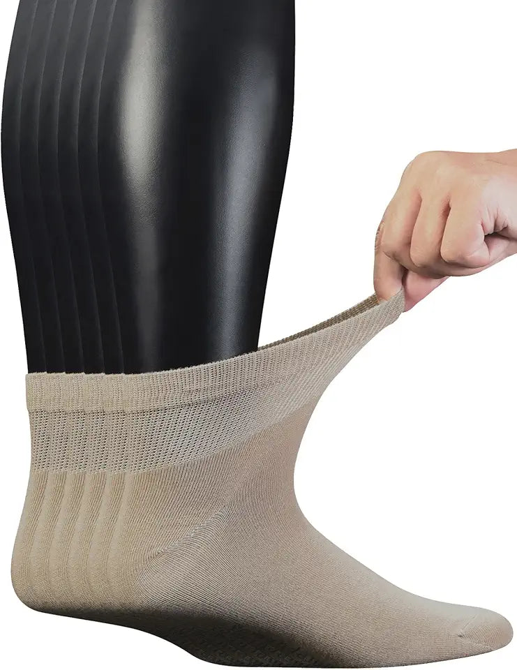 6 Pairs Combed Cotton Diabetic Ankle Socks with Seamless Toe U492