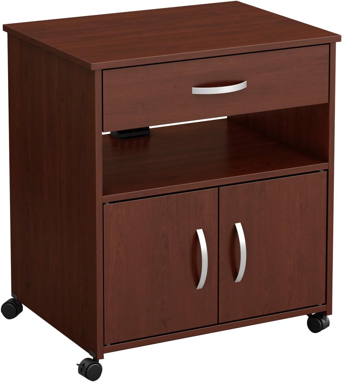Pure Black Microwave Cart on Wheels U573