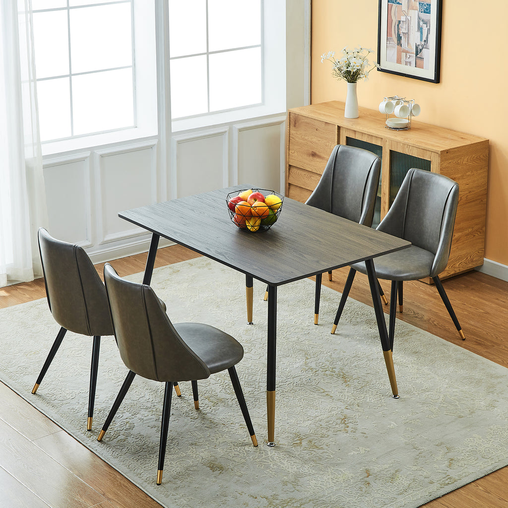 Grey Faux Leather Upholstered Dining Chairs Set of 2 with Metal Legs C1472