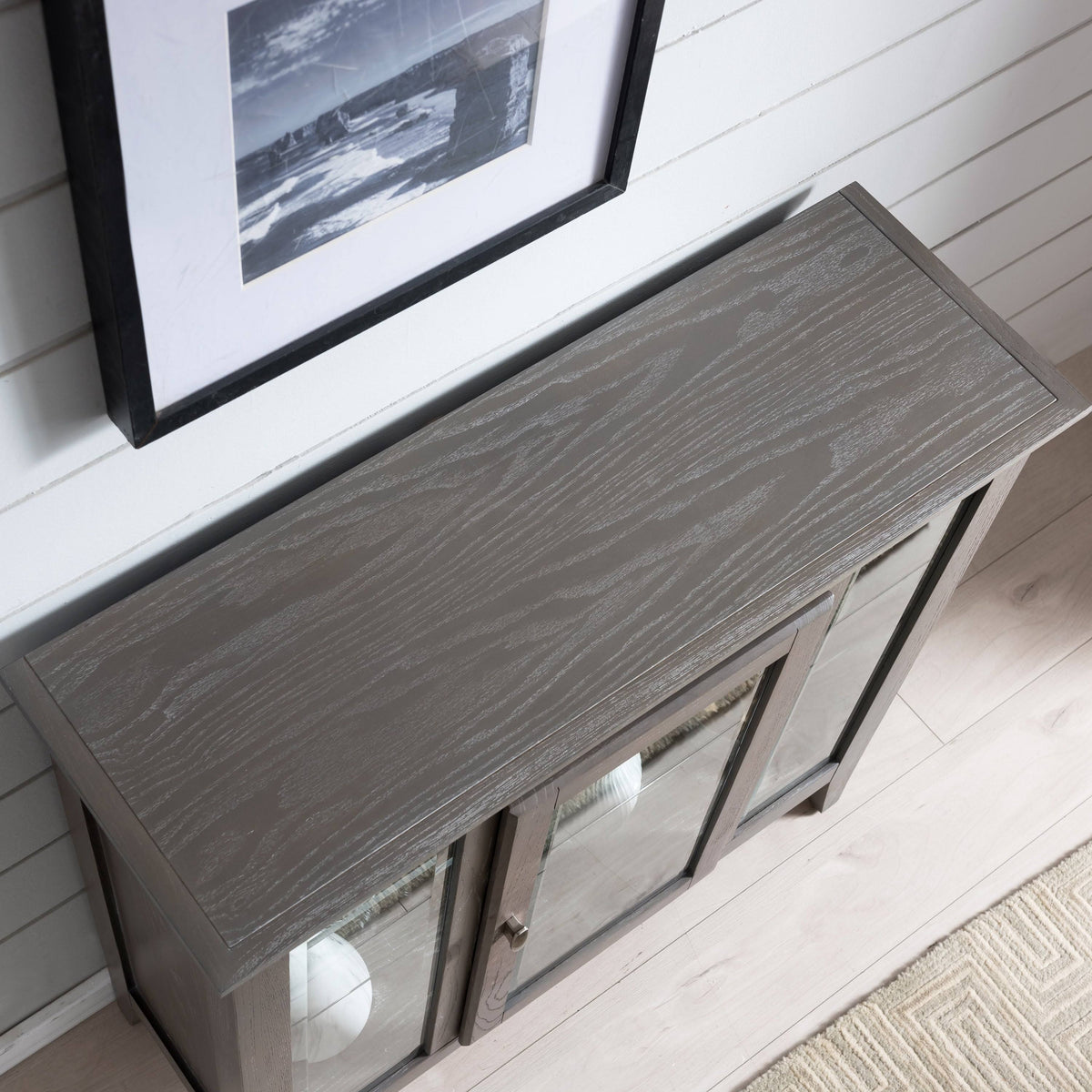 Gray Entryway Curio Cabinet with Interior Light L6282